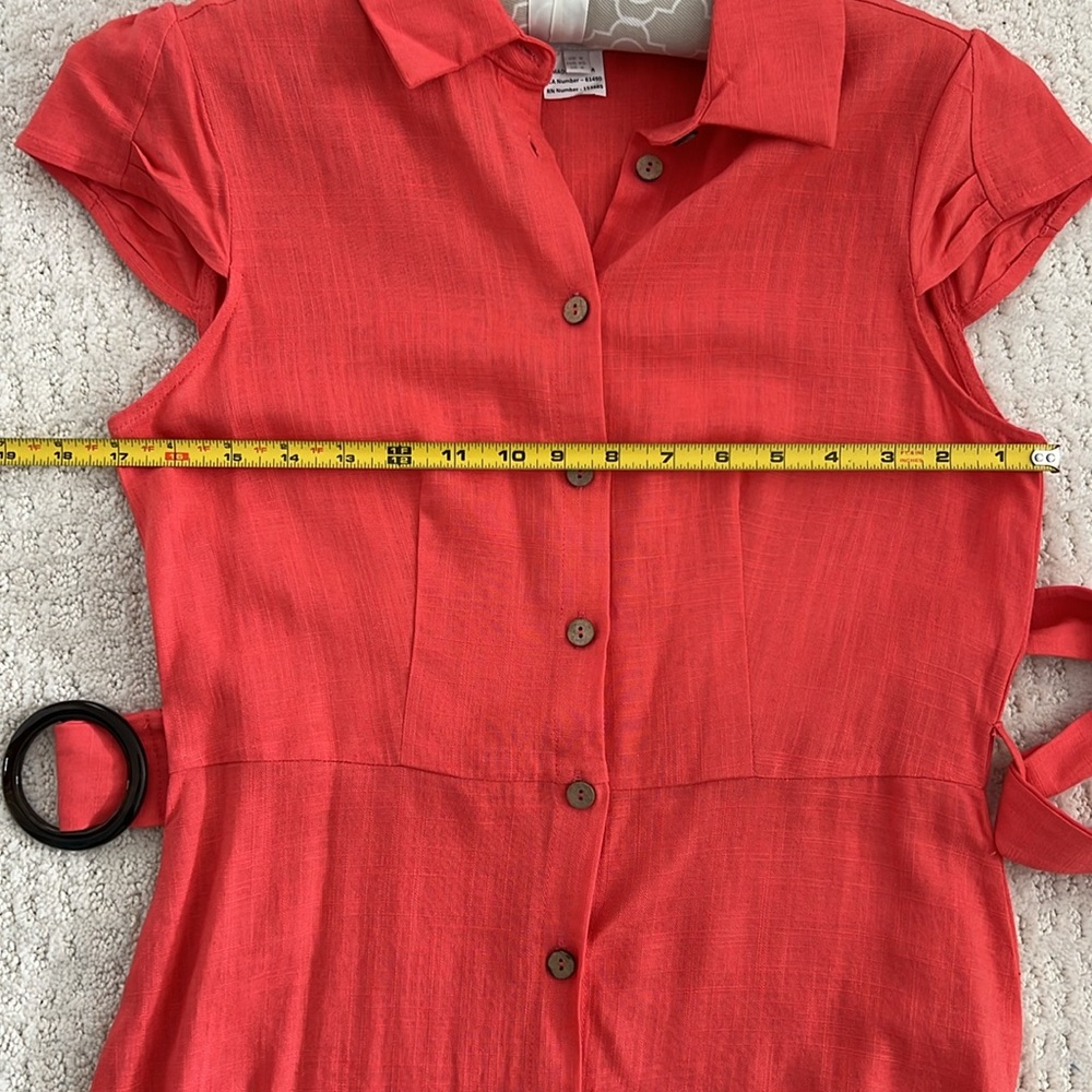 APRICOT brand Coral Button-Up linen blend belted shirt dress - Picture 10 of 10